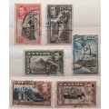 Ceylon - George VI Definitives 1938-49 - 6 used hinged stamps