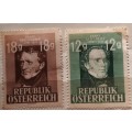 Austria - 1947 - Schubert, Grillparzer- Set of 2 Unused Hinged stamps