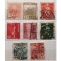 Japan - Mixed Lot of 8 Used (some Hinged) stamps