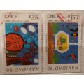 Chile - 1990 - Christmas - 2 Used stamps
