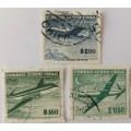 Chile - 1962-67 - Aviation Aircraft -  3 Used Airmail stamps