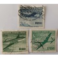 Chile - 1962-67 - Aviation Aircraft -  3 Used Airmail stamps