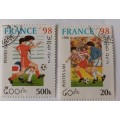 Laos - 1996 - 1998 World Cup Championships, France - 2 Cancelled stamps