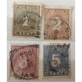 Netherlands Indie - 1883-1899 - Numerals - 4 Used Hinged stamps