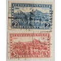 Czechoslovakia - 1926/1927 - Definitive issue: Hradcany at Prague - 2 Used Hinged stamps