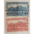 Czechoslovakia - 1926/1927 - Definitive issue: Hradcany at Prague - 2 Used Hinged stamps