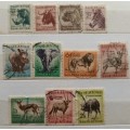 Union of South Africa - Animal Definitive - 11 Used stamps