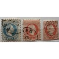 Austria  - 1880 - Franz Josef - 3 Used Hinged stamps