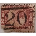 GB - 1870 - Victoria - Halfpenny - 1 Used stamp (corner damaged)