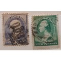 USA - 1883-88 - Pres. Franklin and Washington - 2 Used stamps
