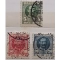 Denmark - 1907 - Frederik VIII - 3 Used Hinged stamps