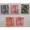 Czechoslovakia - 1945-47 - Portraits: Gen. Milan Rastislav Stefanik - 5 Used Hinged stamps