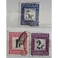 South Africa - Decimal Postage Due stamps - 3 Used stamps