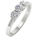 14ct White Gold 3 Stone Engagement Diamond Ring : 1.15ct Natural Diamonds SI1 / Colour G