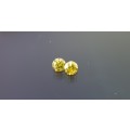 Matching Pair of 0.13ct ea (0.26ct) Fancy Intense CANARY YELLOW Round 100% Natural Diamonds! R22 000