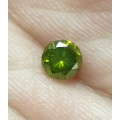 Stunning 0.45ct Fancy Intense Green Round Cut Natural Diamond I1
