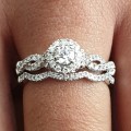 Breathtaking 14K White Gold Bridal Engagement & Wedding Band Ring Set 0.75ct Natural Diamonds ! VS !
