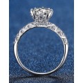 Ornate Lab Certified Brilliant Round Moissanite VVS1/D  Engagement ring 18K White Gold over .925