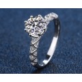 Ornate Lab Certified Brilliant Round Moissanite VVS1/D  Engagement ring 18K White Gold over .925