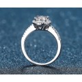 VVS1/D Certified 1.25ct Brilliant Round Moissanite Halo Engagement ring 18K White Gold over .925