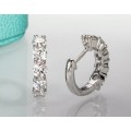 3.00ct Brilliant Round Cut Moissanite 2cm Hoop Earrings Double 18K White Gold over Sterling Silver