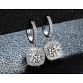 Certified 2.50ct Brilliant Round Moissanite Halo Stud Earrings Double 18K White Gold over Sterling