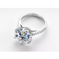 Certified 5.50ct Brilliant Round Moissanite VVS1/D Engagement Ring Double 18K White Gold over .925