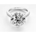 Certified 5.50ct Brilliant Round Moissanite VVS1/D Engagement Ring Double 18K White Gold over .925