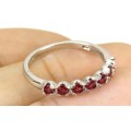 Natural Mined Vivid Red Ruby Cocktail Ring | 18K White Gold over Solid .925 | Size N / 7