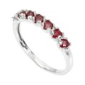 Natural Mined Vivid Red Ruby Cocktail Ring | 18K White Gold over Solid .925 | Size N / 7