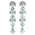 3.60cts Natural Blue Topaz Cocktail Earrings | 18K White Gold over Solid Sterling Silver