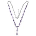10.30cts Natural Mined Amethyst Gemstone Necklace | 18K White Gold over Solid Sterling Silver