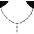 10.30cts Natural Mined Amethyst Gemstone Necklace | 18K White Gold over Solid Sterling Silver