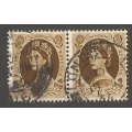 England 1955 SG554 1/- Pair- Used- Cancel- Postmark- Post Mark `Wildings`