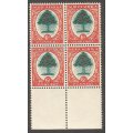 Union of South Africa SACC60b Type 3 Closed Scrolls  -MNH Positional block. CV R500
