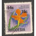 Rhodesia 14c overprinted 16c- Used- Cancel- Variety- 6 and c joined. Note missing lower RH perf.