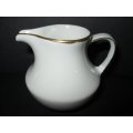 Huguenot white milk jug with gold trim. Vintage/Collectible/ 1 x Fine China