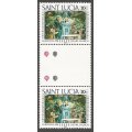 St. Lucia 1991 Christmas MNH Gutter pairs