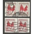 Republic of South Africa grouping of 1d Coral Trees, Redrawn, Unchecked. Sold as is