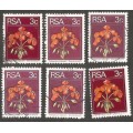 Republic of South Africa Grouping of  2nd Definitive 3c Geranium. Post mark / Cancel