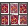 Republic of South Africa Grouping of 2nd Definitive 3c Geranium Postmarks / Cancel