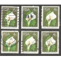 Republic of South Africa Grouping of  2nd Definitive 4c Arum Lily. Post mark / Cancel