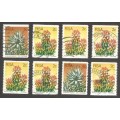 Republic of South Africa Grouping of  3rd Definitive Protea Mixed Face Values. Post mark / Cancel