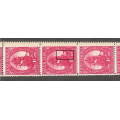 Union of South Africa SACC105 Mono Coil strip of 22 stamps. Coarse Screen UHB V1 on 6th stamp