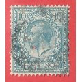 England- Used King George V SG394 - Cancel- Postmark- Post Mark-Thematic Incomplete Perfin
