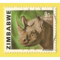 Zimbabwe- Used- Cancel- Postmark- Thematic- Fauna- Wild Animals- Rhinoceros