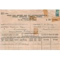 Union of SA-Wheat Industry Control Board Form A.S.5-1944-Postmark. Wartime paper saving