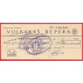 Union of SA-Volkskas Beperk-Cheque-1960-Postmark-Cancel