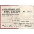 Union of SA-Atlantic Refining Company Of Africa Ltd(BP)-Cash Sale Slip+Drum Receipt-1945-Postmark