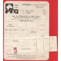 Union of SA-Joko Tea- Statement+Receipt+Postage Stamp Used for Revenue-1945-Postmark